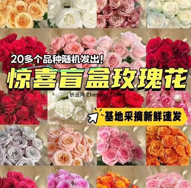 JD与花同行玫瑰花10枝 9.9元，JD与花同行玫瑰花20枝 17.99元 - 折送网