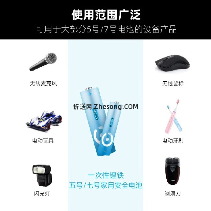 耐时7号家用锂铁电池8节 18元 - 折送网