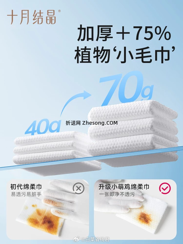 十月结晶小萌鸡绵柔巾80抽*6包 39元 - 折送网