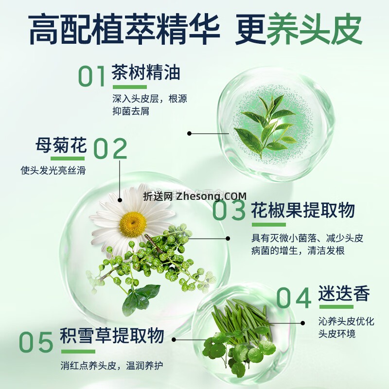 采乐茶树精油去屑洗发水300ml*3瓶 39元 - 折送网